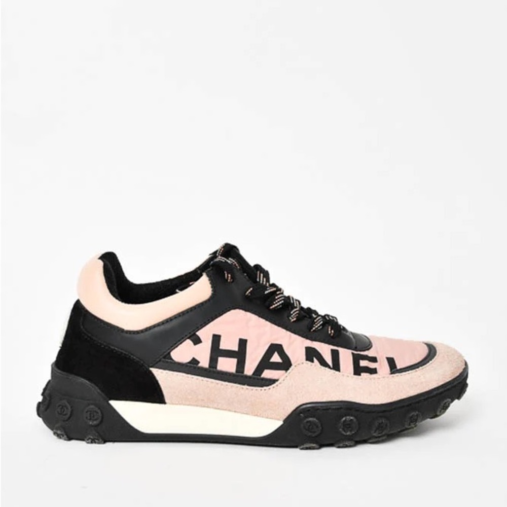 Chanel Pink and Black Sneakers Size 34.5